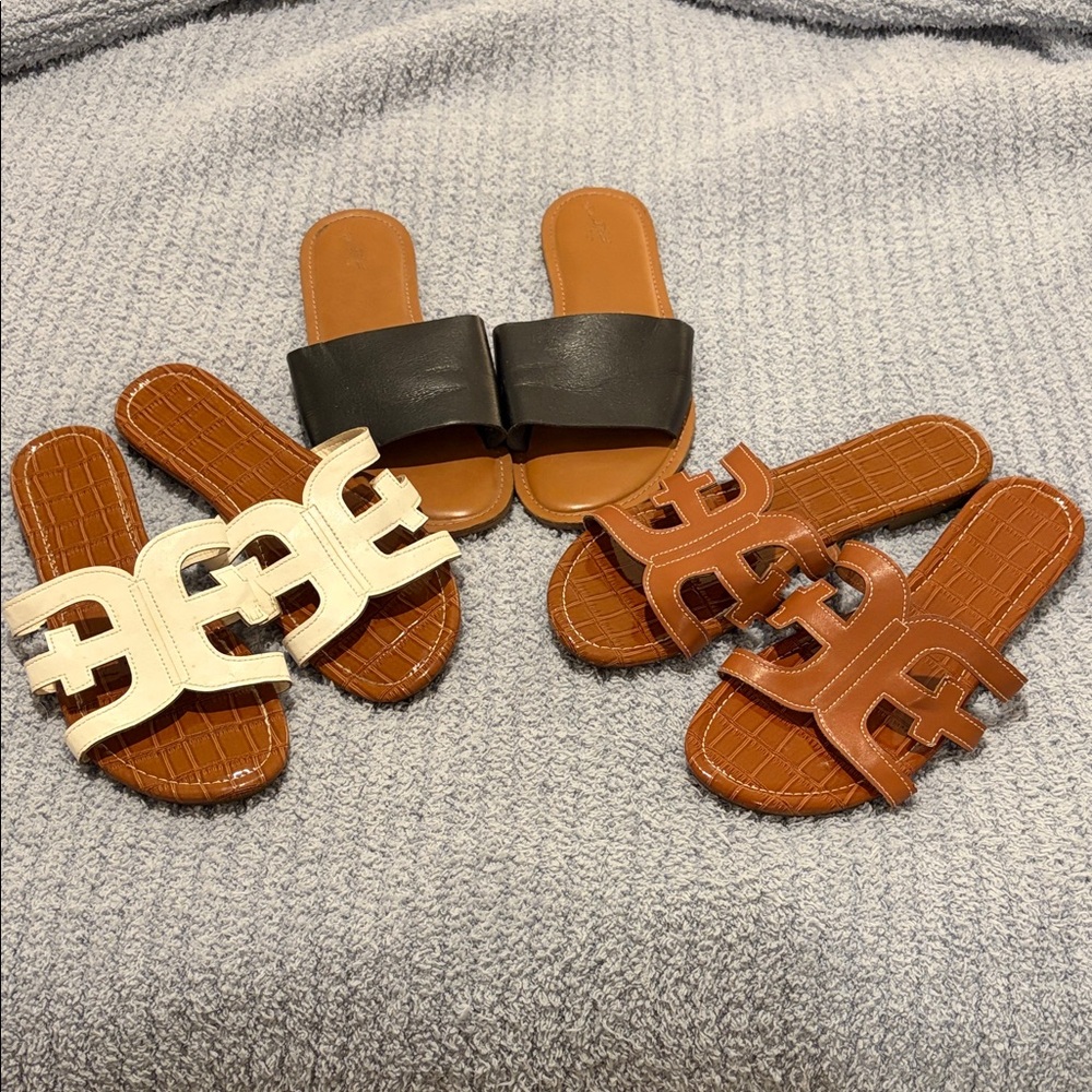 Universal Thread Black, White, and Brown Sandals